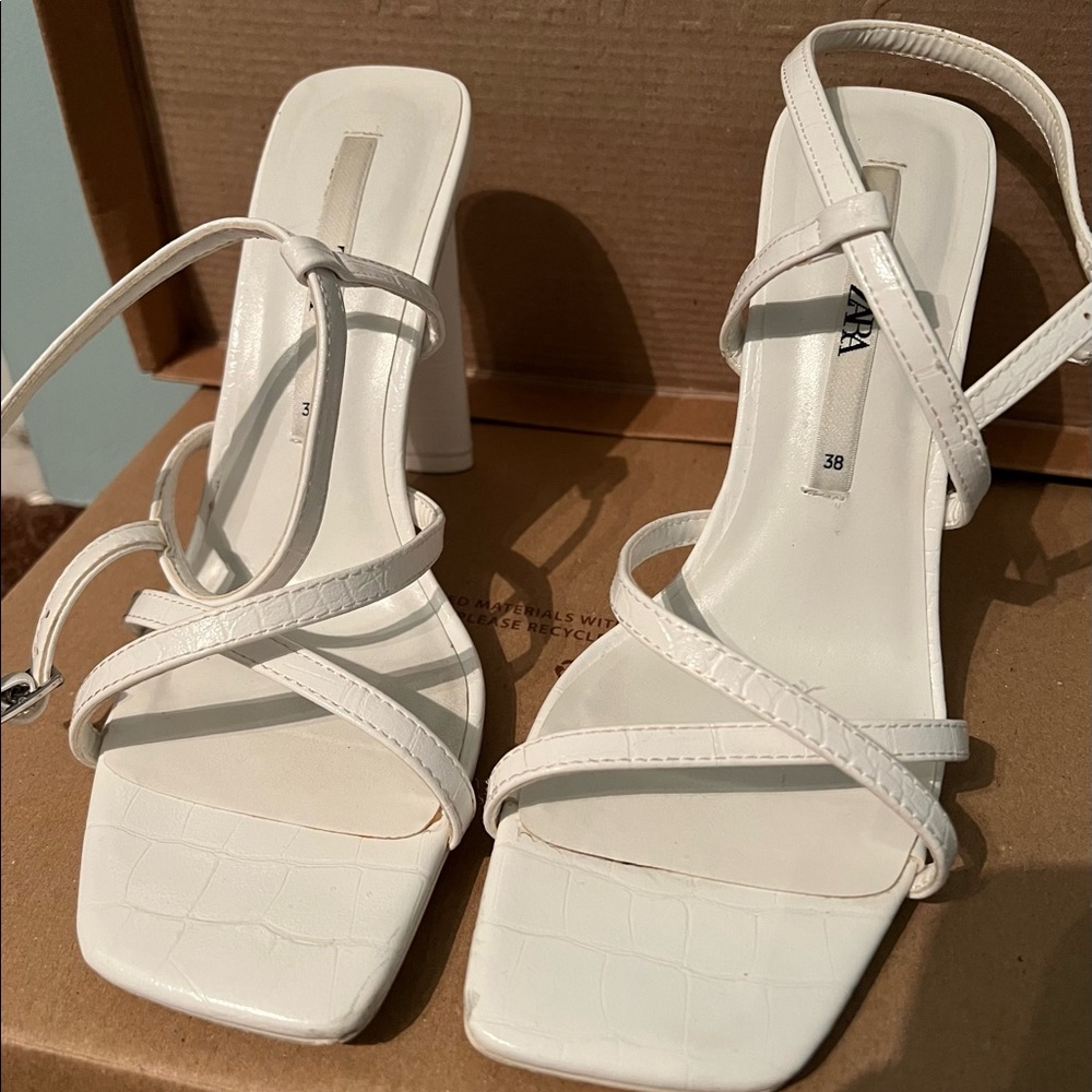 White Zara Strappy Heels